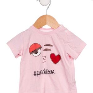 Fendi Pink Emoji Graphic Kids T-Shirt